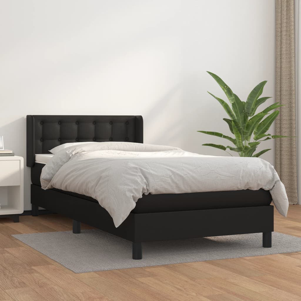 Sommier à lattes de lit avec matelas Noir 100x200 cm Similicuir - XIOS