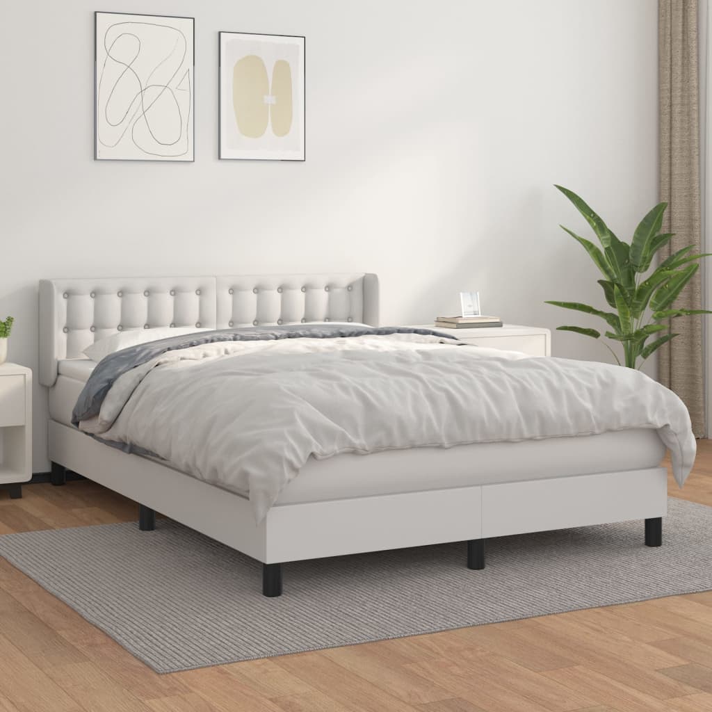 Sommier à lattes de lit avec matelas Blanc 140x190cm Similicuir - XIOS
