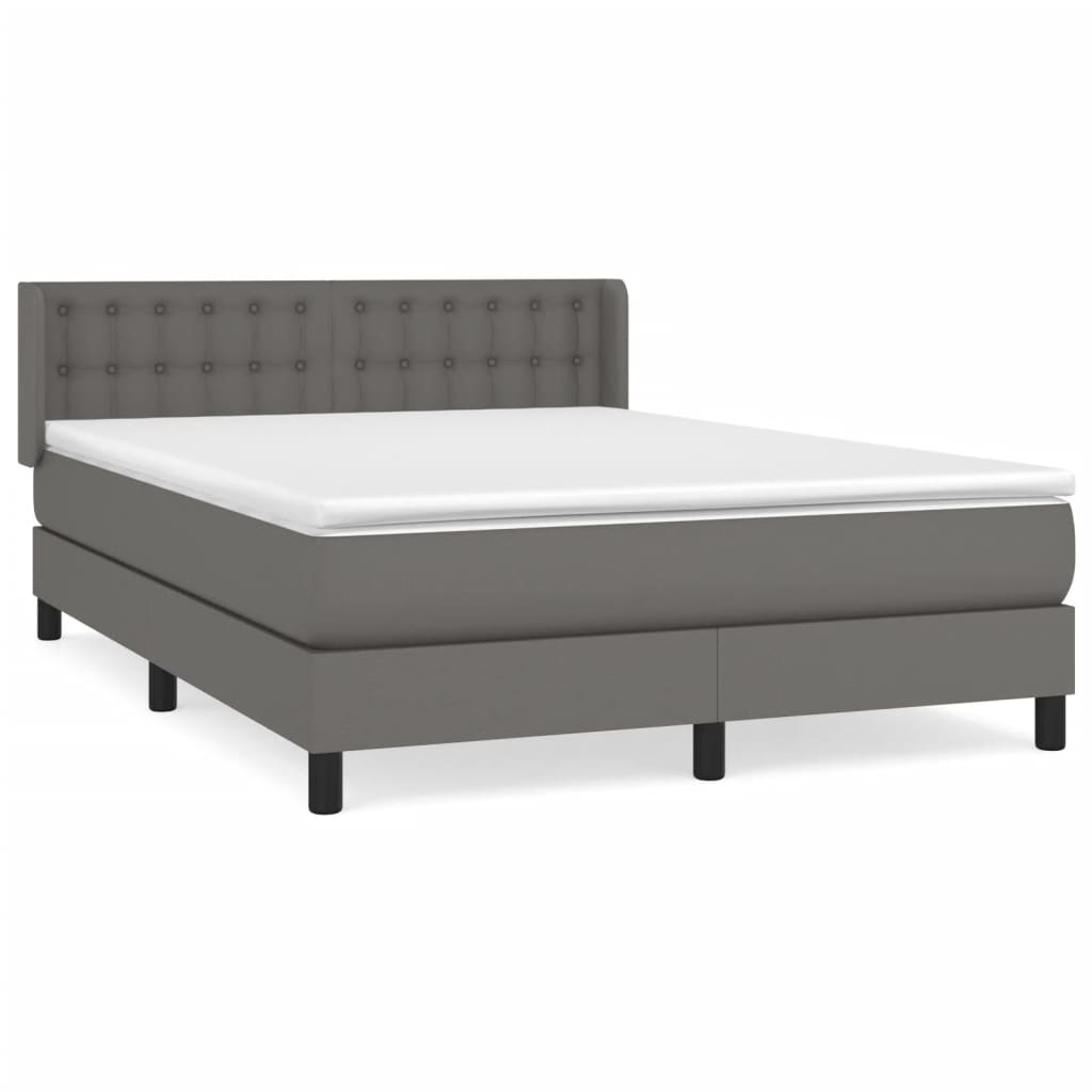 Sommier à lattes de lit avec matelas Gris 140x190 cm Similicuir - XIOS