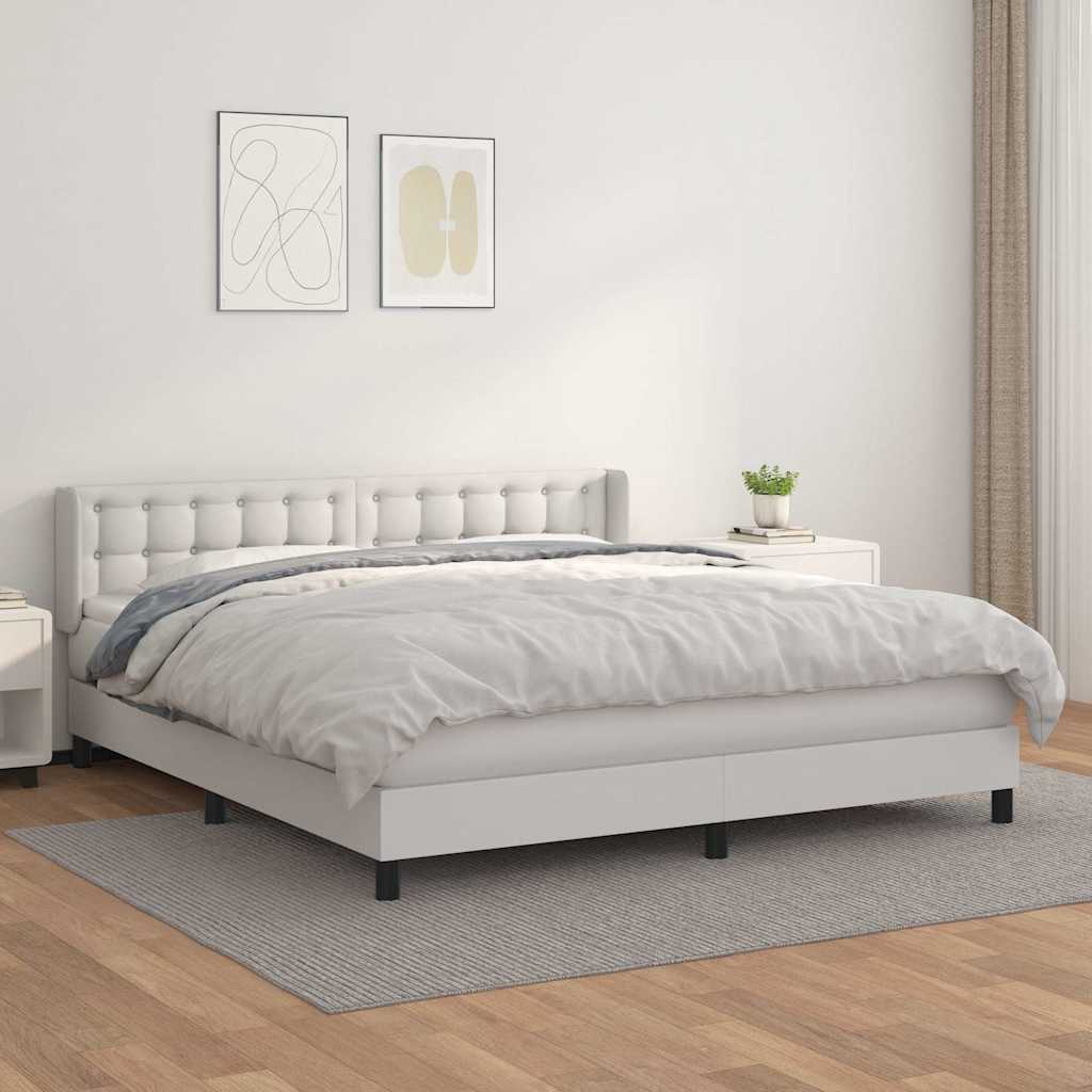 Sommier à lattes de lit avec matelas Blanc 160x200cm Similicuir - XIOS
