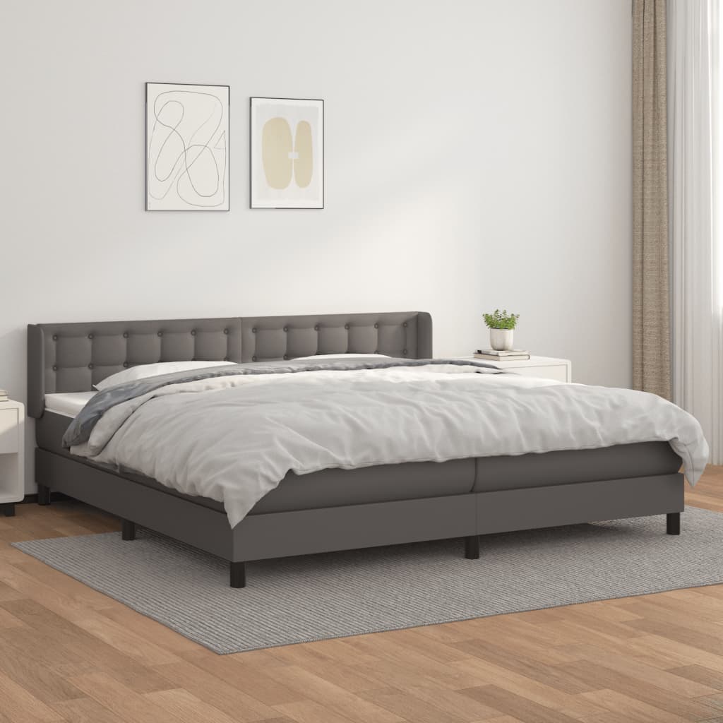Sommier à lattes de lit avec matelas Gris 200x200 cm Similicuir - XIOS