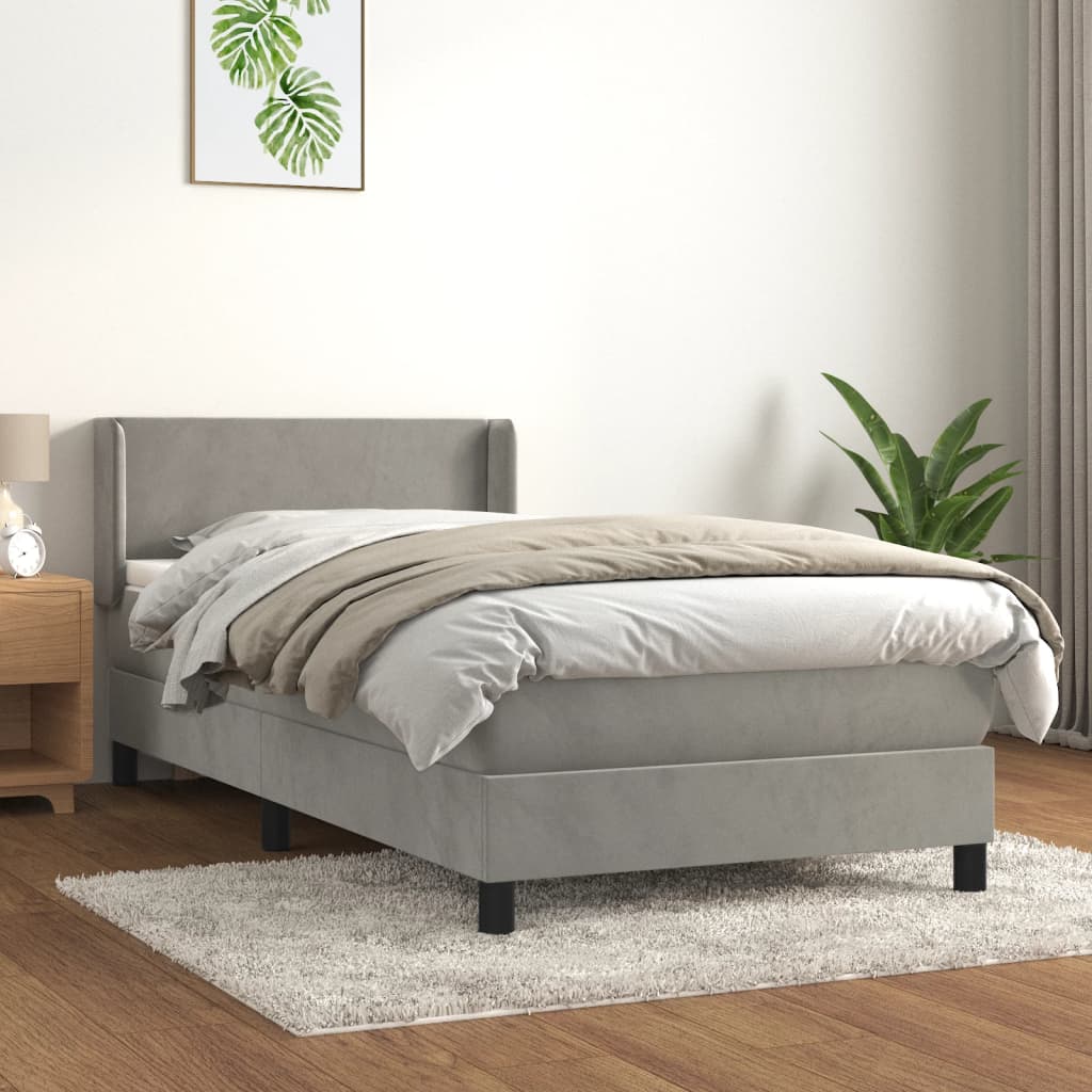 Sommier à lattes de lit et matelas Gris clair 80x200 cm Velours - XIOS
