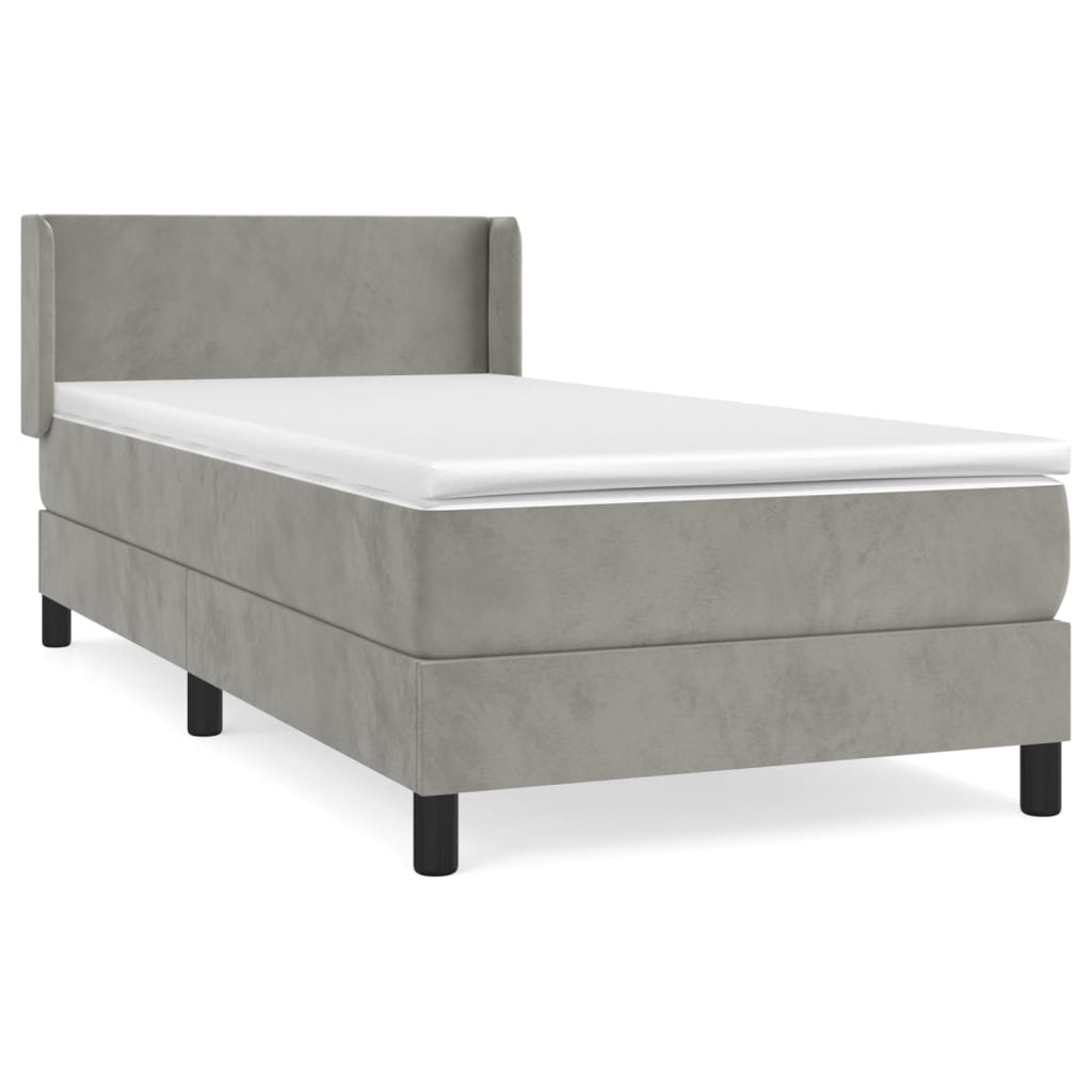 Sommier à lattes de lit et matelas Gris clair 90x200 cm Velours - XIOS