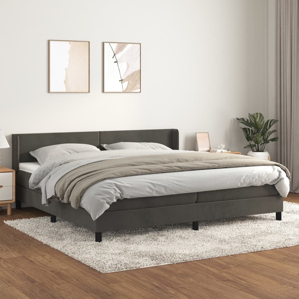 Sommier à lattes de lit et matelas Gris foncé 200x200cm Velours - XIOS