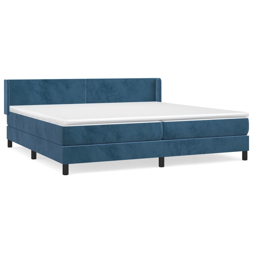 Sommier à lattes de lit et matelas Bleu foncé 200x200cm Velours
