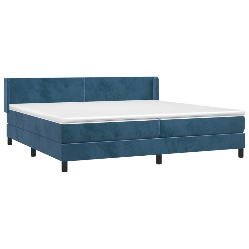 Sommier à lattes de lit et matelas Bleu foncé 200x200cm Velours