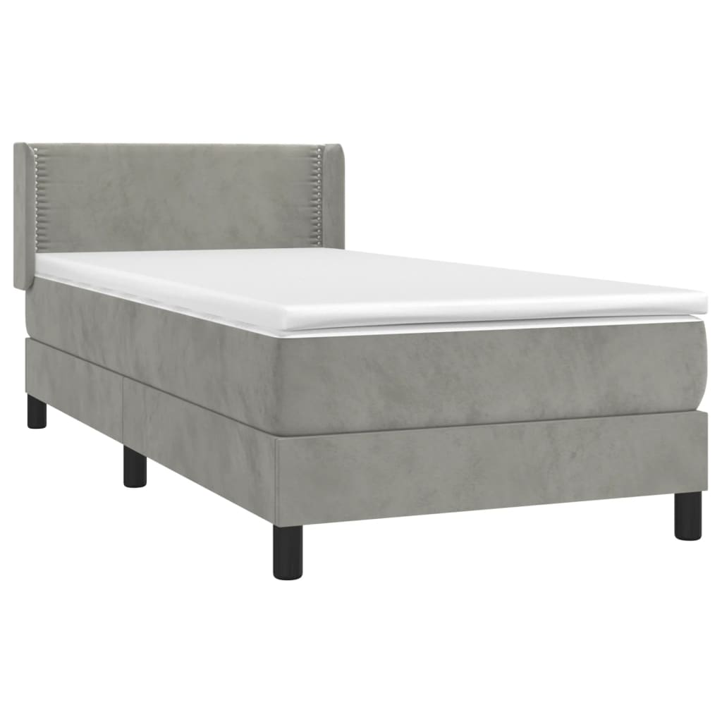 Sommier à lattes de lit et matelas Gris clair 90x190 cm Velours - XIOS