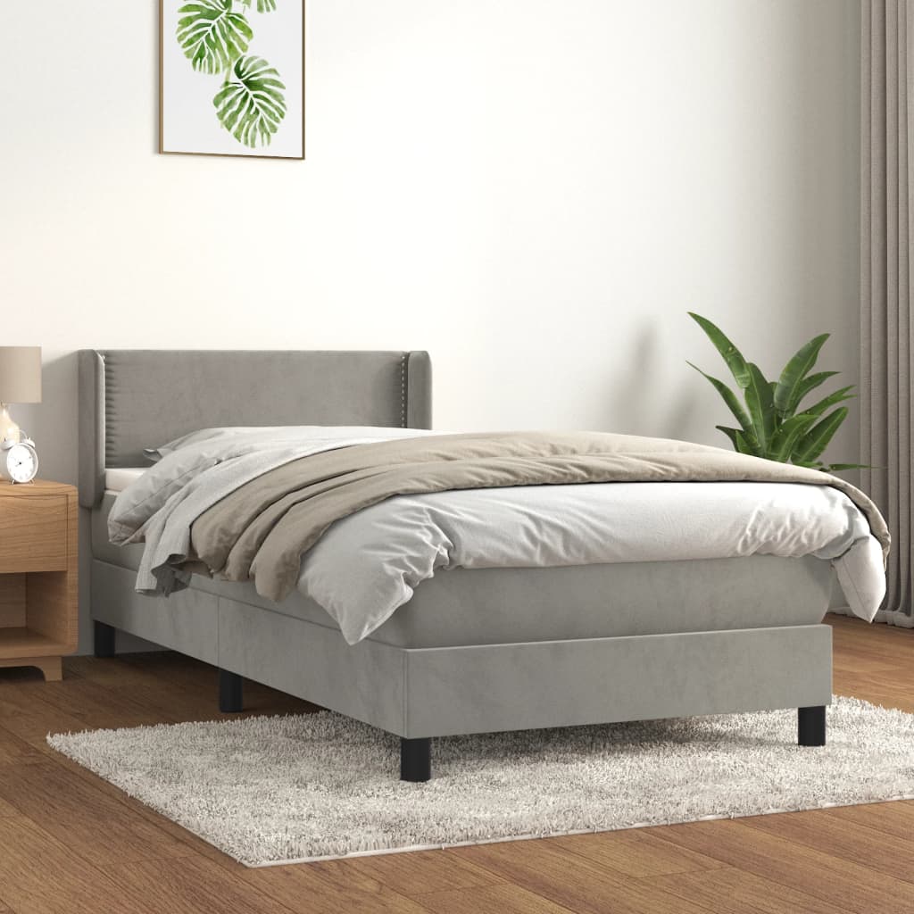 Sommier à lattes de lit et matelas Gris clair 90x190 cm Velours - XIOS