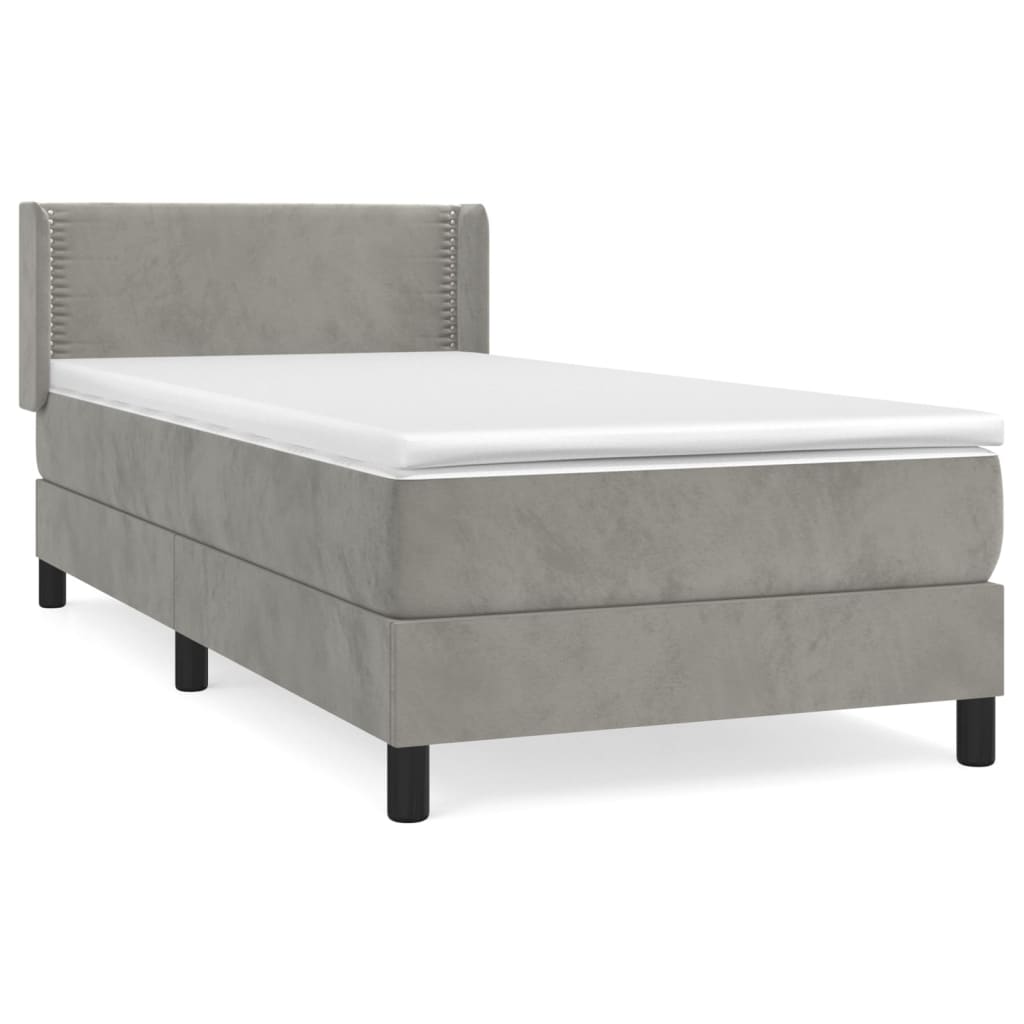 Sommier à lattes de lit et matelas Gris clair 100x200cm Velours - XIOS