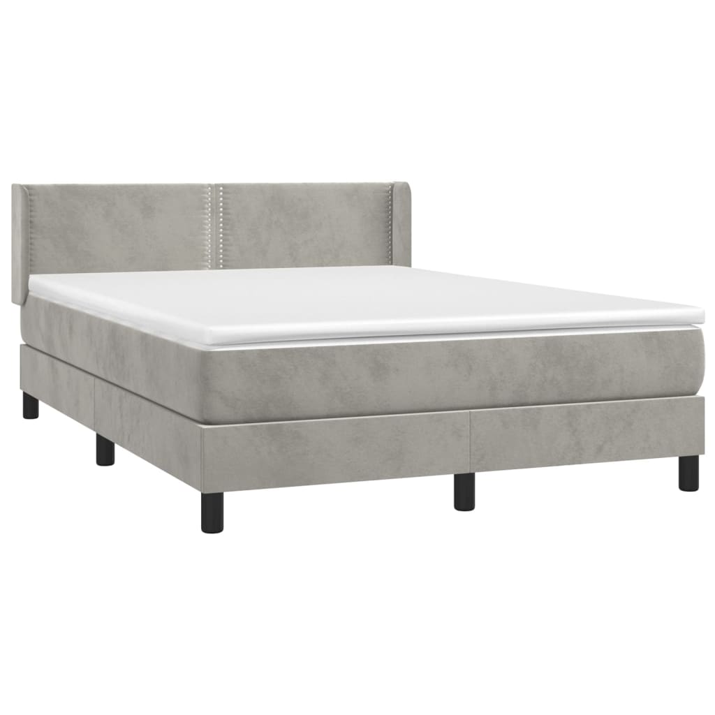 Sommier à lattes de lit et matelas Gris clair 140x190cm Velours - XIOS