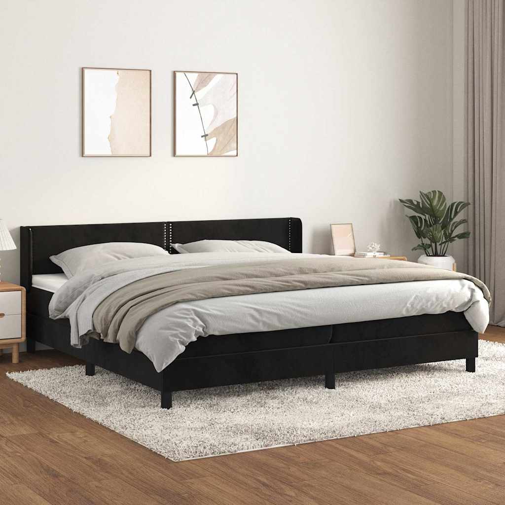 Sommier à lattes de lit et matelas Noir 200x200 cm Velours - XIOS