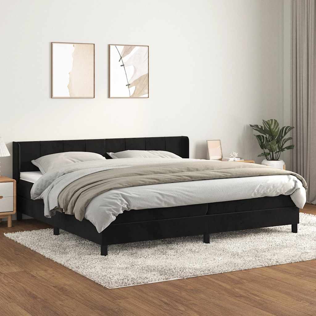 Sommier à lattes de lit et matelas Noir 200x200 cm Velours - XIOS