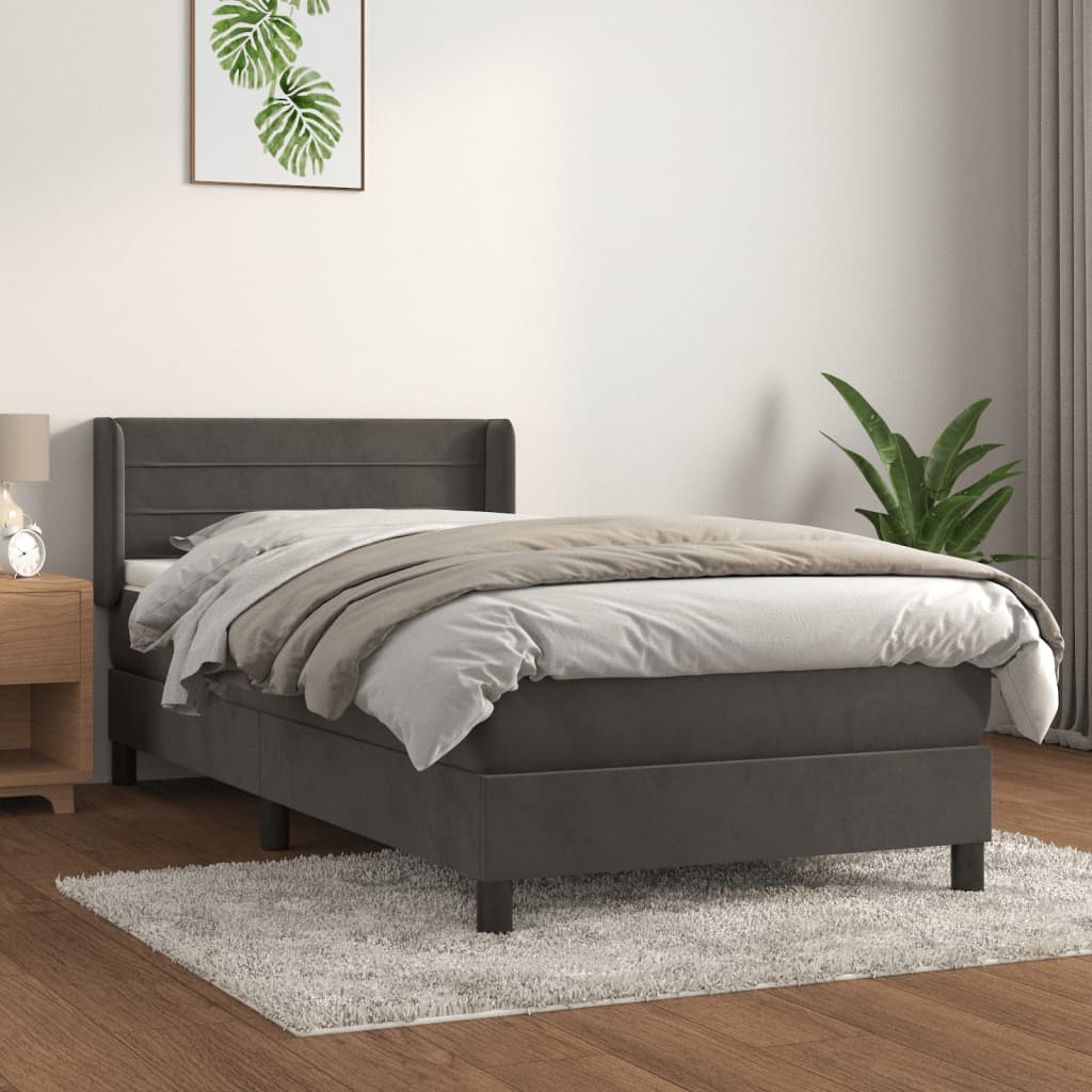 Sommier à lattes de lit et matelas Gris foncé 90x190 cm Velours - XIOS