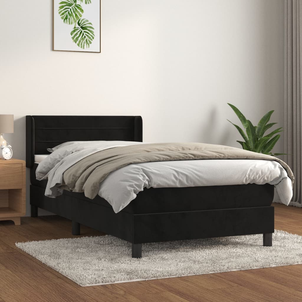 Sommier à lattes de lit avec matelas Noir 90x200 cm Velours - XIOS