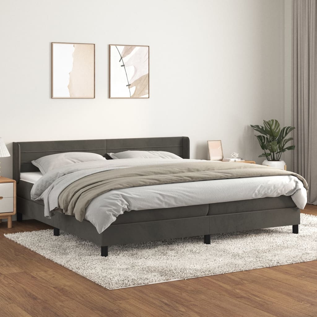 Sommier à lattes de lit et matelas Gris foncé 200x200cm Velours - XIOS