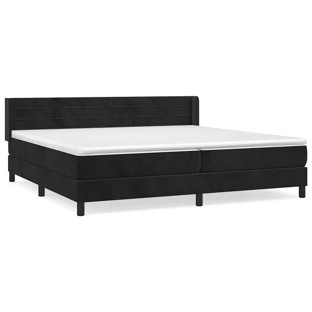 Sommier à lattes de lit et matelas Noir 200x200 cm Velours - XIOS