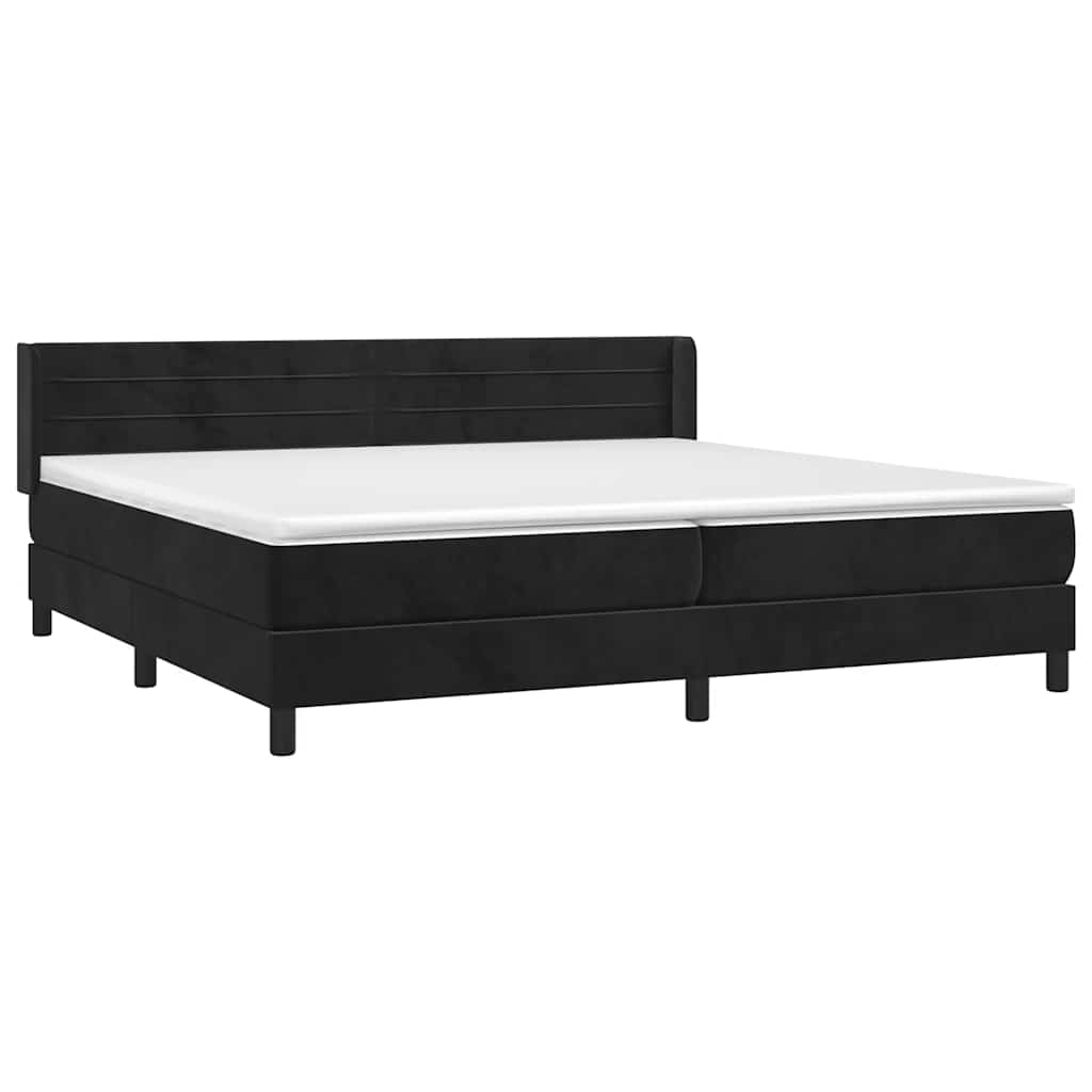 Sommier à lattes de lit et matelas Noir 200x200 cm Velours - XIOS