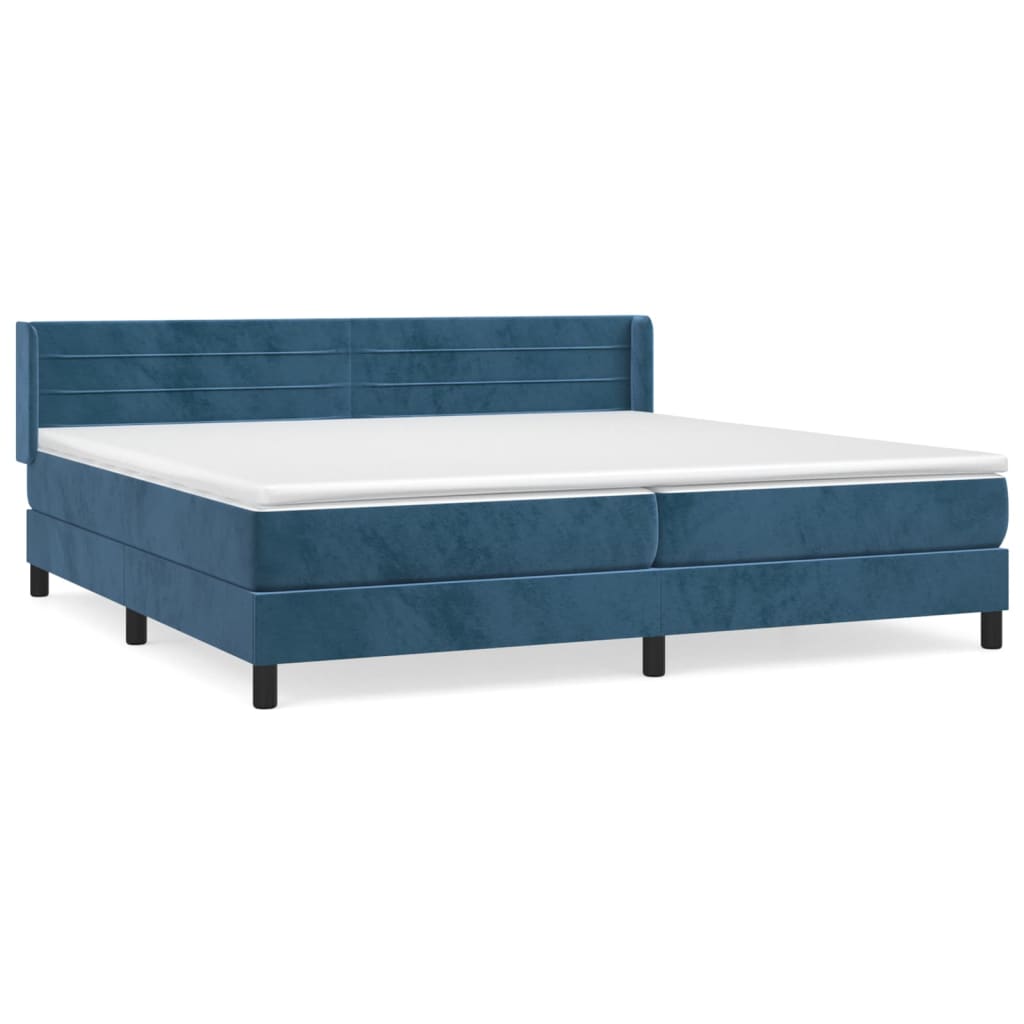 Sommier à lattes de lit et matelas Bleu foncé 200x200cm Velours