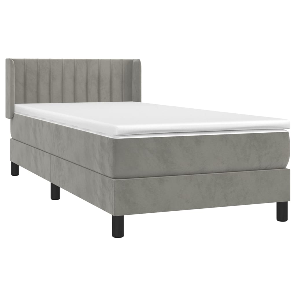 Sommier à lattes de lit et matelas Gris clair 90x200 cm Velours - XIOS