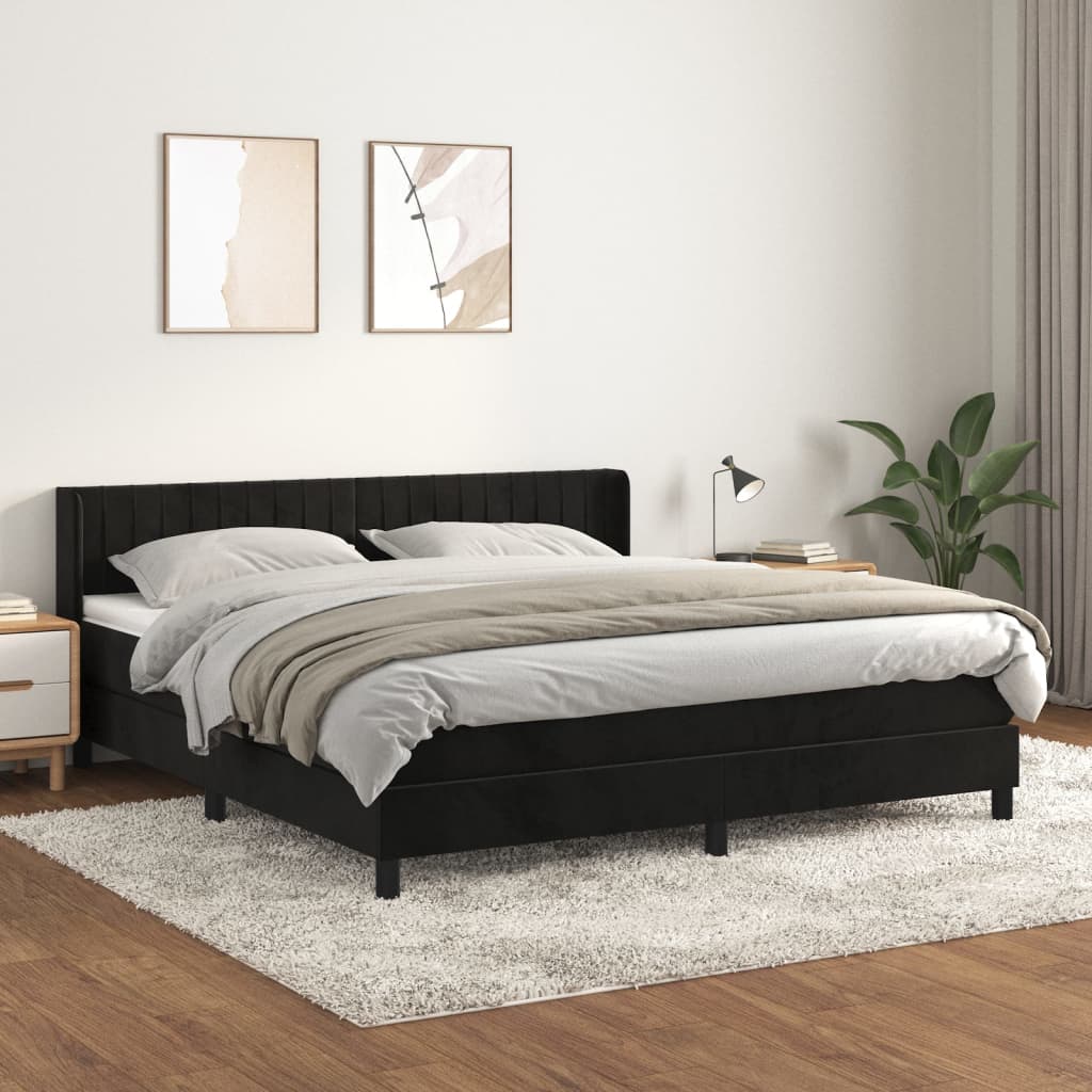 Sommier à lattes de lit avec matelas Noir 180x200 cm Velours - XIOS