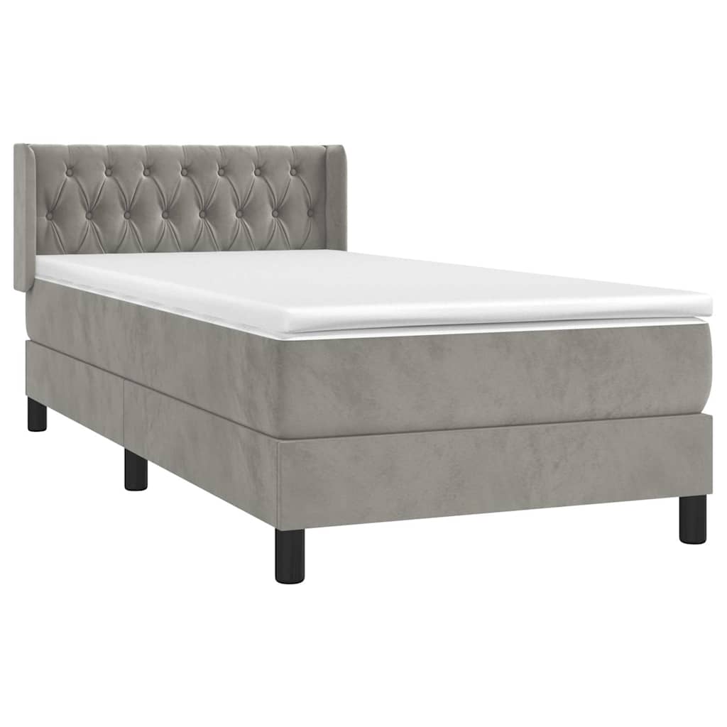 Sommier à lattes de lit et matelas Gris clair 100x200cm Velours