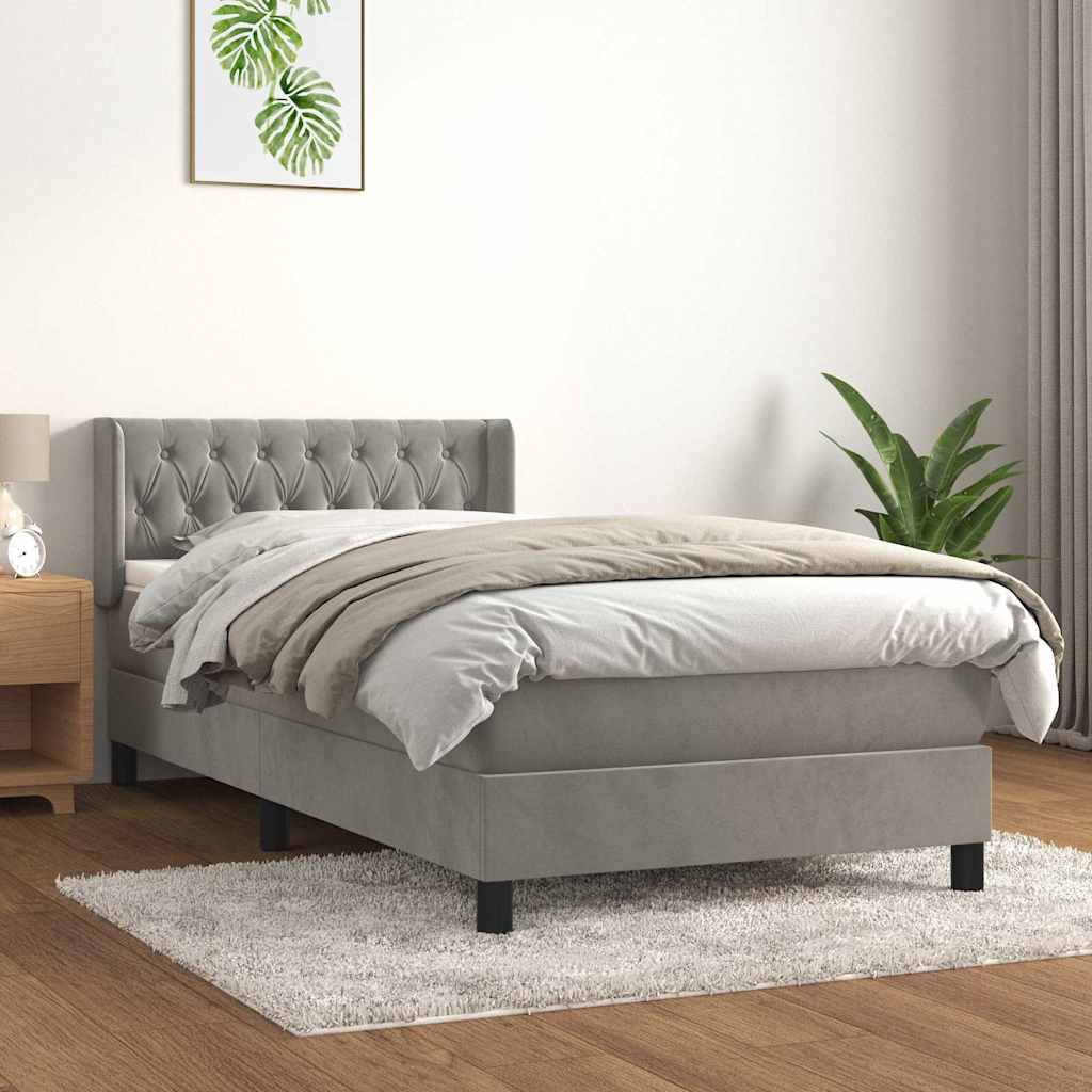 Sommier à lattes de lit et matelas Gris clair 100x200cm Velours