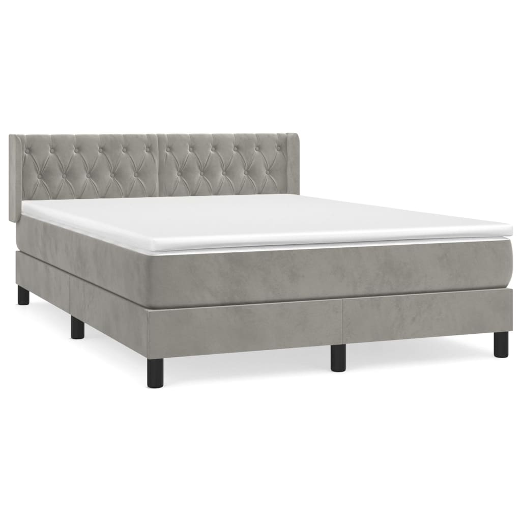 Sommier à lattes de lit et matelas Gris clair 140x200cm Velours - XIOS