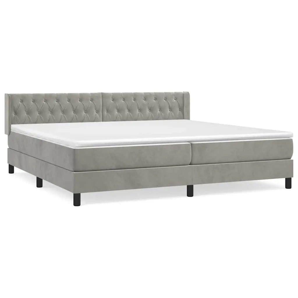 Sommier à lattes de lit et matelas Gris clair 200x200cm Velours - XIOS