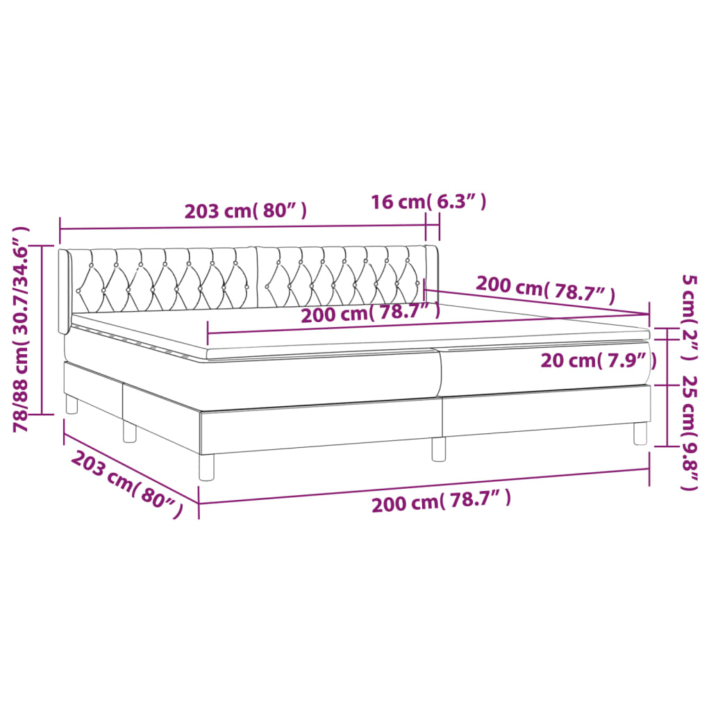 Sommier à lattes de lit et matelas Gris clair 200x200cm Velours - XIOS
