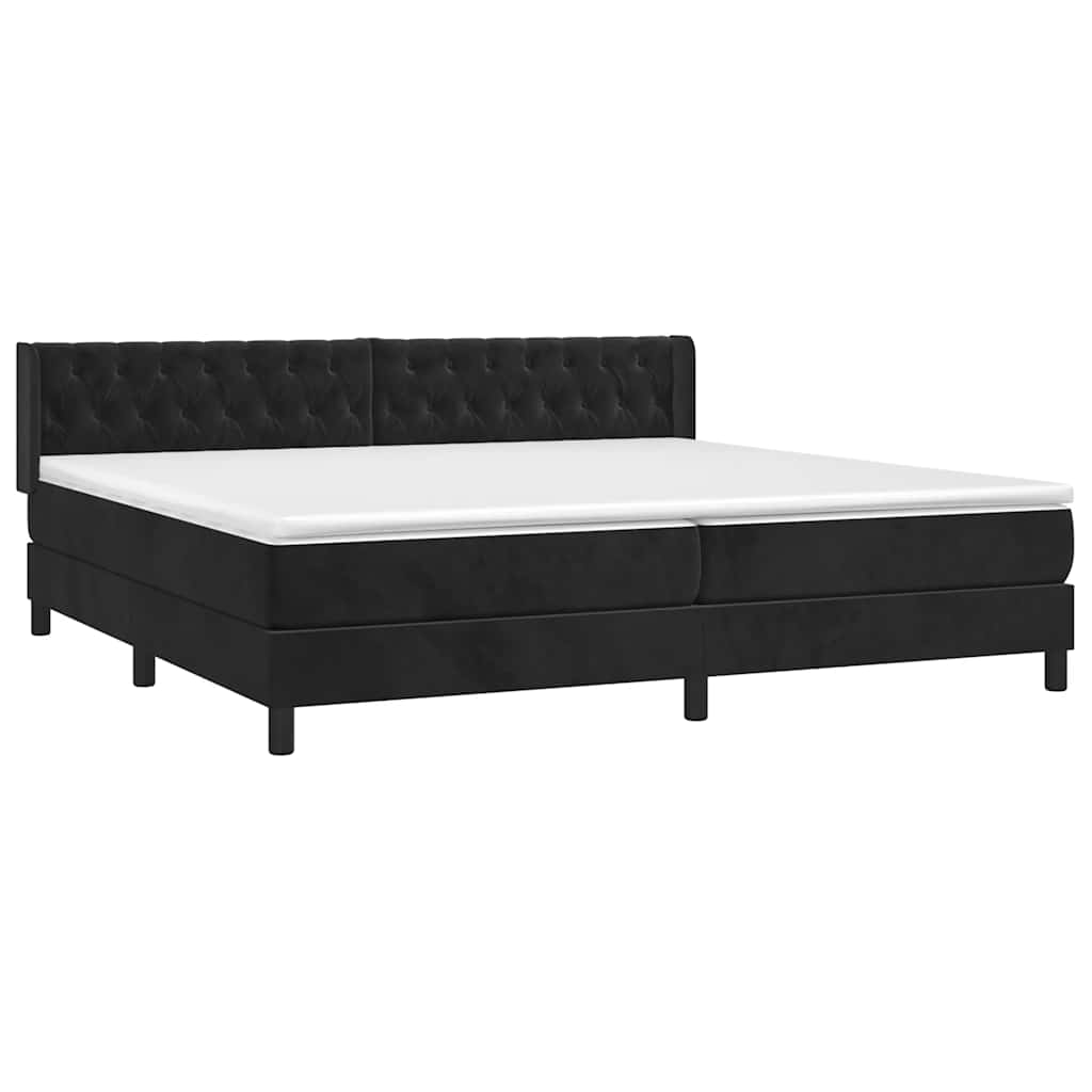 Sommier à lattes de lit et matelas Noir 200x200 cm Velours - XIOS