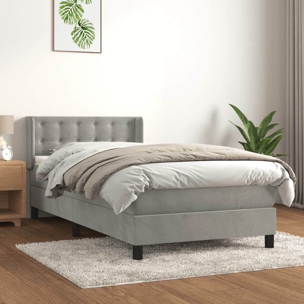 Sommier à lattes de lit et matelas Gris clair 90x200 cm Velours - XIOS