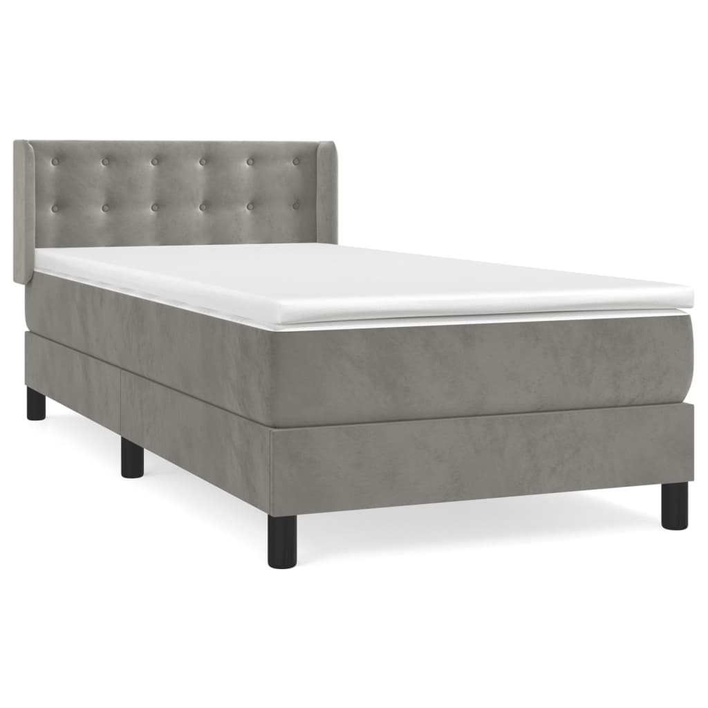 Sommier à lattes de lit et matelas Gris clair 100x200cm Velours - XIOS