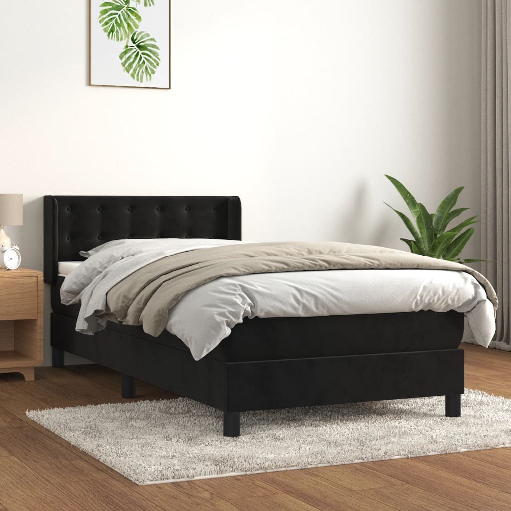 Sommier à lattes de lit avec matelas Noir 100x200 cm Velours - XIOS