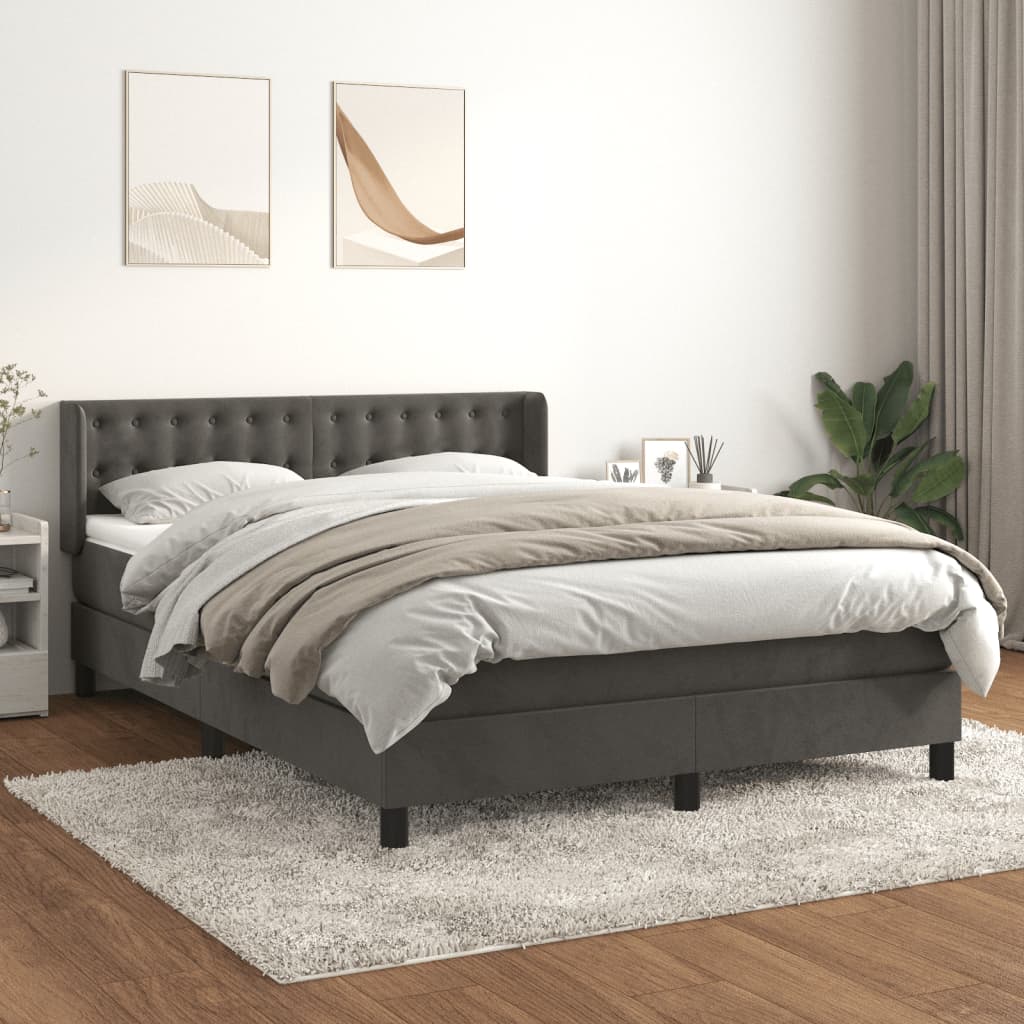 Sommier à lattes de lit et matelas Gris foncé 140x190cm Velours - XIOS