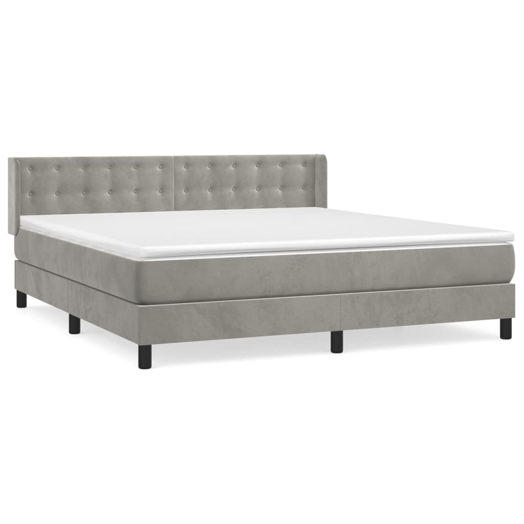 Sommier à lattes de lit et matelas Gris clair 160x200cm Velours - XIOS