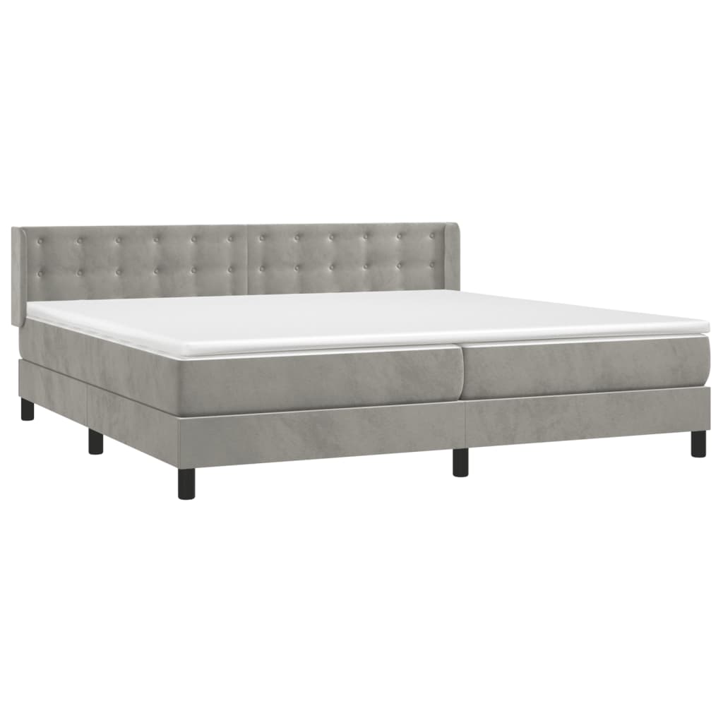 Sommier à lattes de lit et matelas Gris clair 200x200cm Velours - XIOS