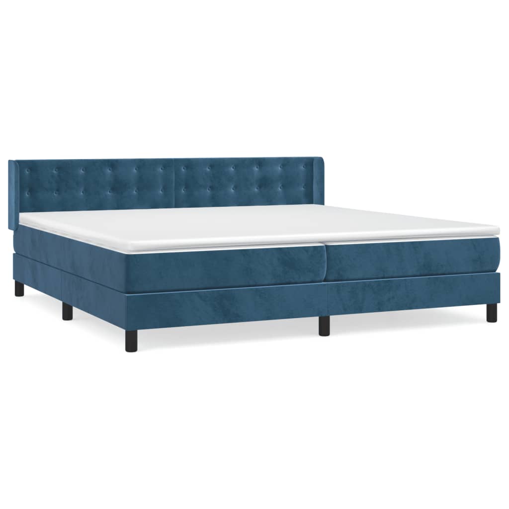 Sommier à lattes de lit et matelas Bleu foncé 200x200cm Velours