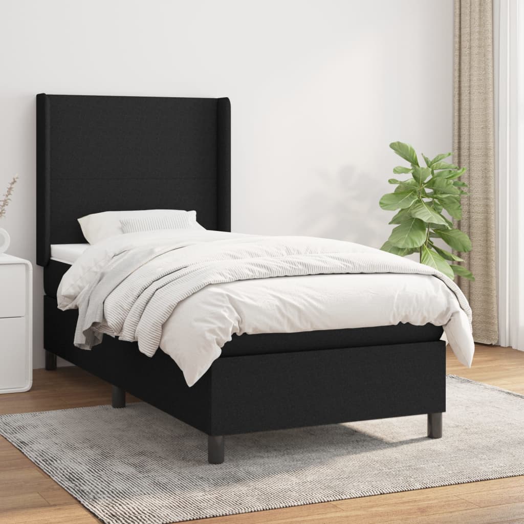 Sommier à lattes de lit et matelas Noir 80x200 cm Tissu - XIOS