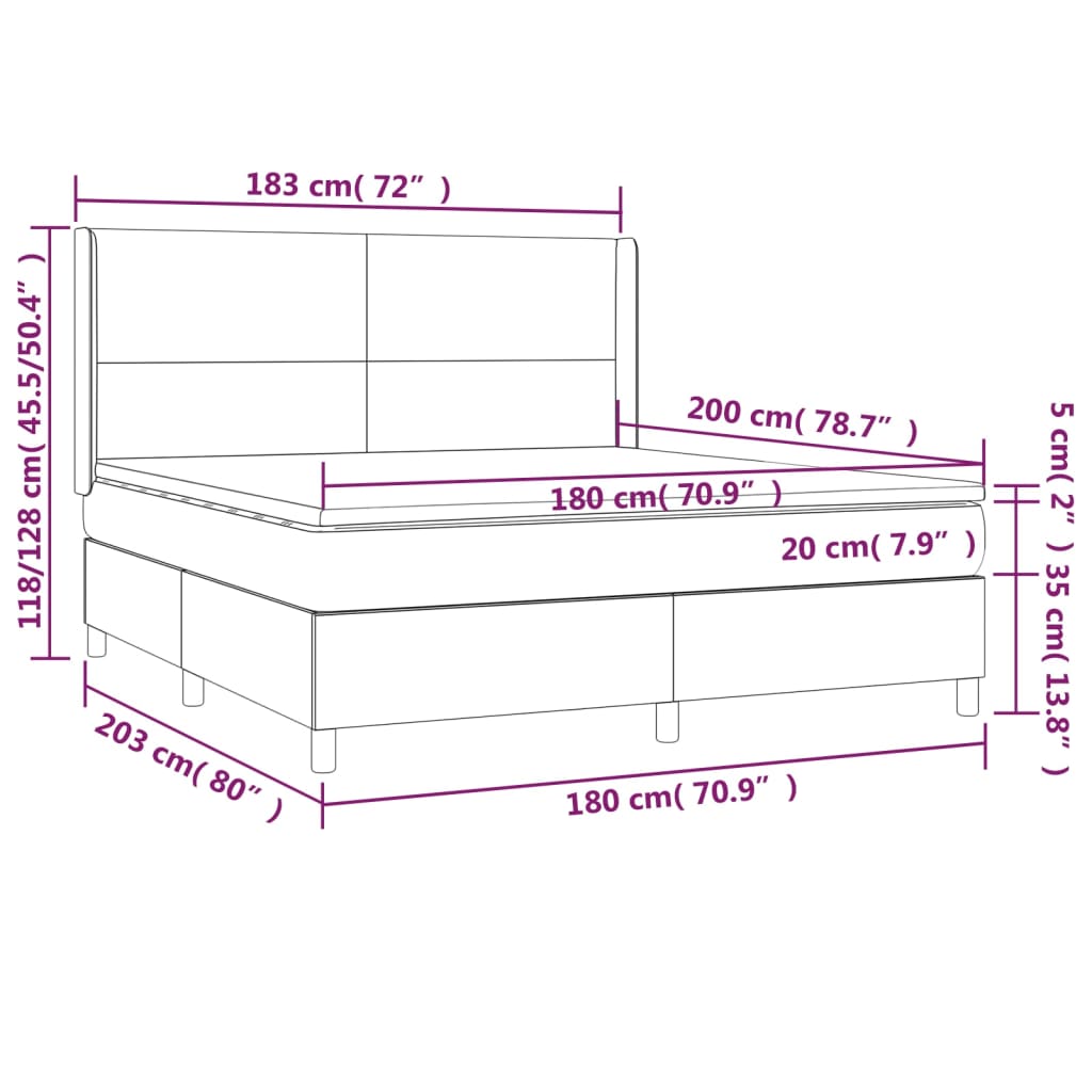 Sommier à lattes de lit avec matelas Crème 180x200 cm Tissu - XIOS