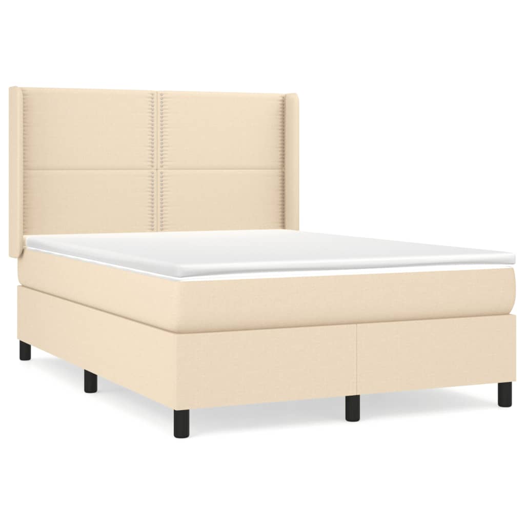 Sommier à lattes de lit avec matelas Crème 140x190 cm Tissu - XIOS