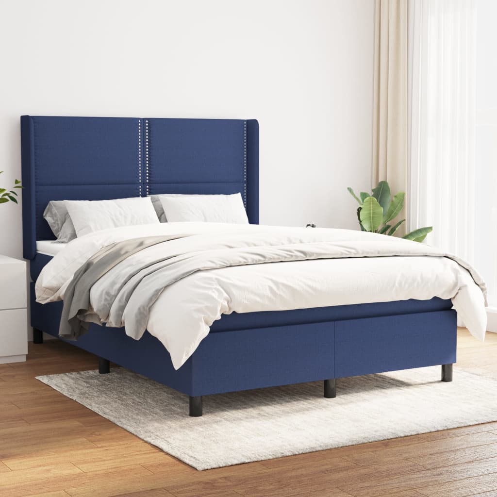 Sommier à lattes de lit avec matelas Bleu 140x190 cm Tissu - XIOS