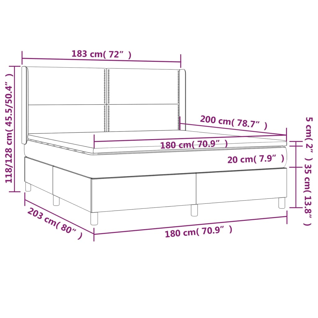 Sommier à lattes de lit avec matelas Gris clair 180x200cm Tissu