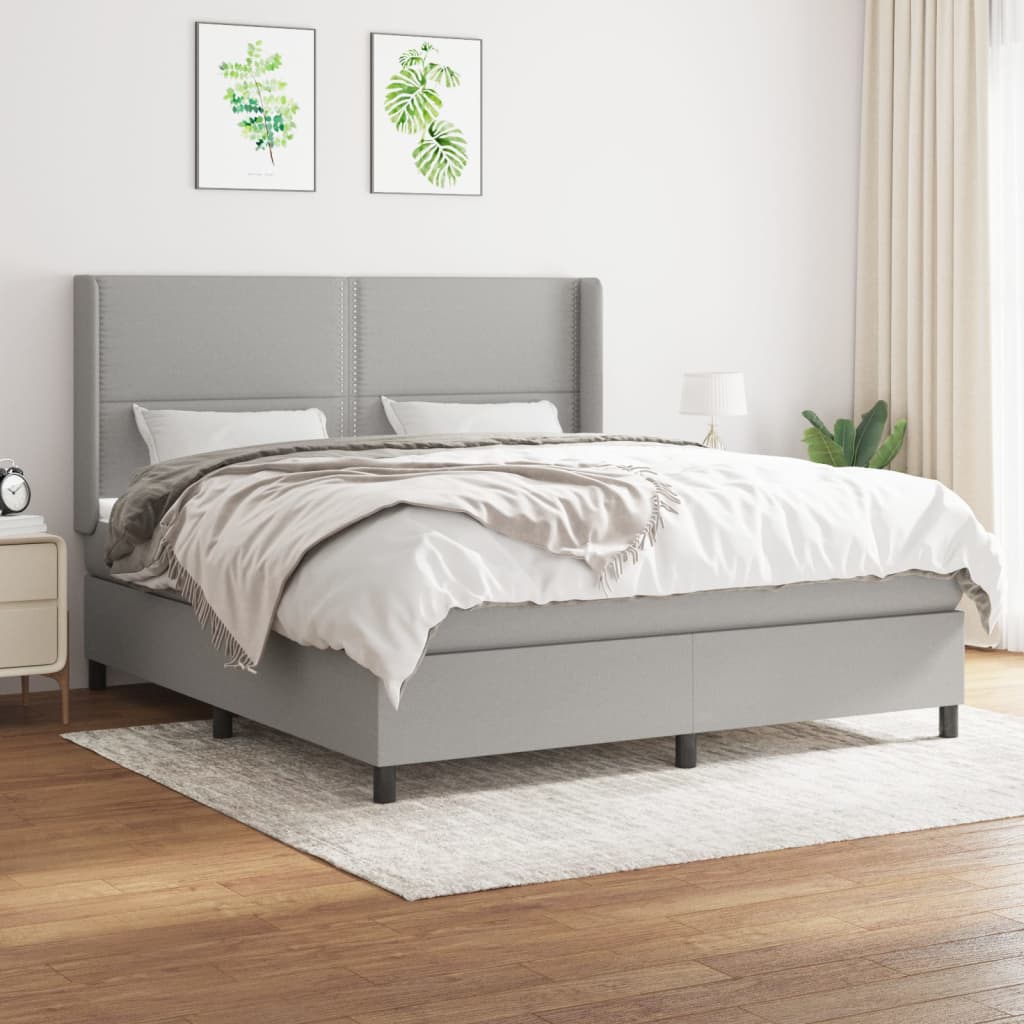Sommier à lattes de lit avec matelas Gris clair 180x200cm Tissu