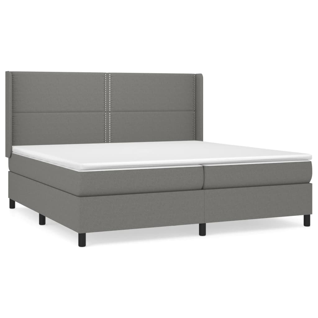 Sommier à lattes de lit avec matelas Gris foncé 200x200cm Tissu - XIOS