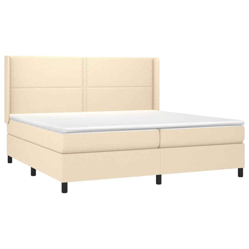 Sommier à lattes de lit avec matelas Crème 200x200 cm Tissu - XIOS