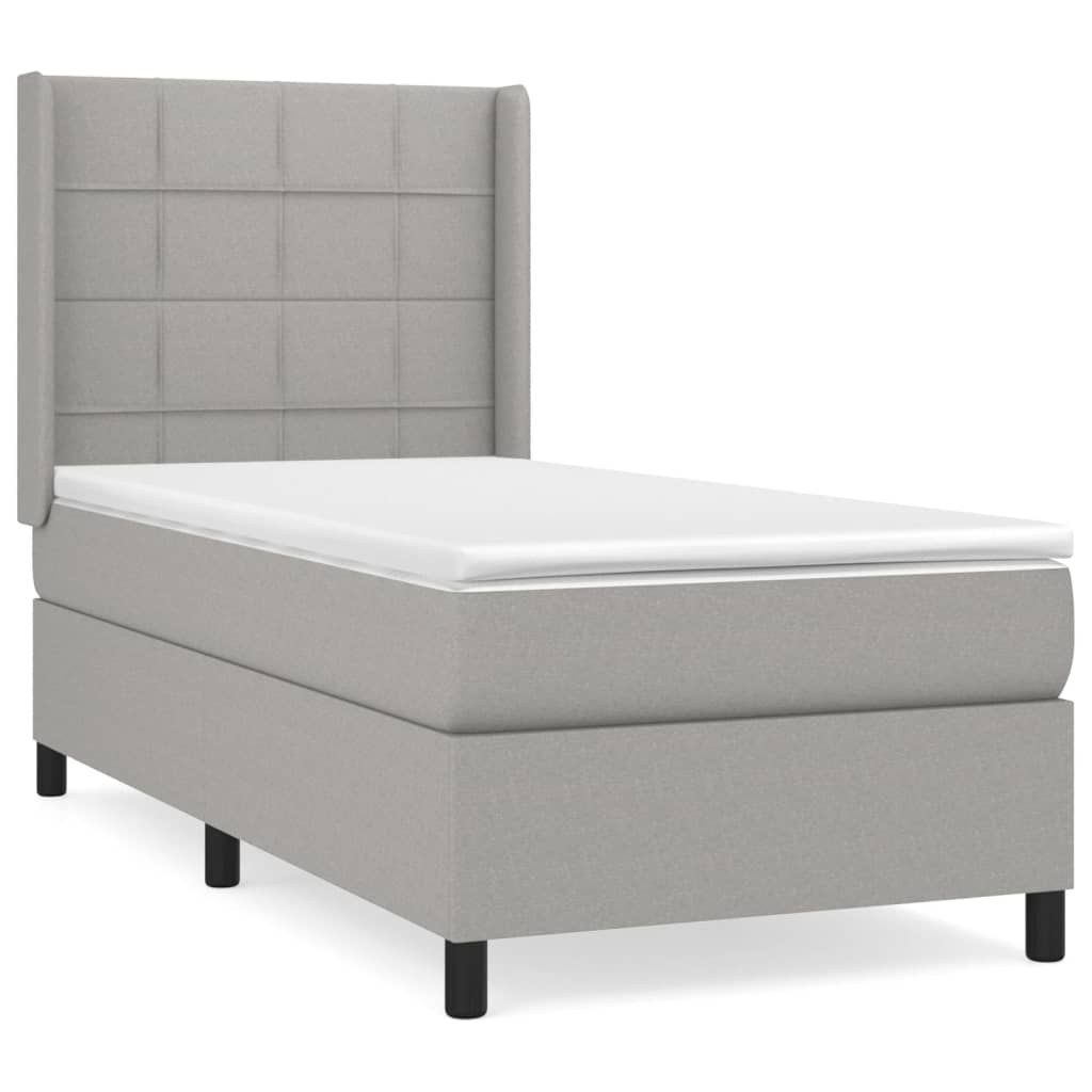 Sommier à lattes de lit avec matelas Gris clair 90x200 cm Tissu - XIOS