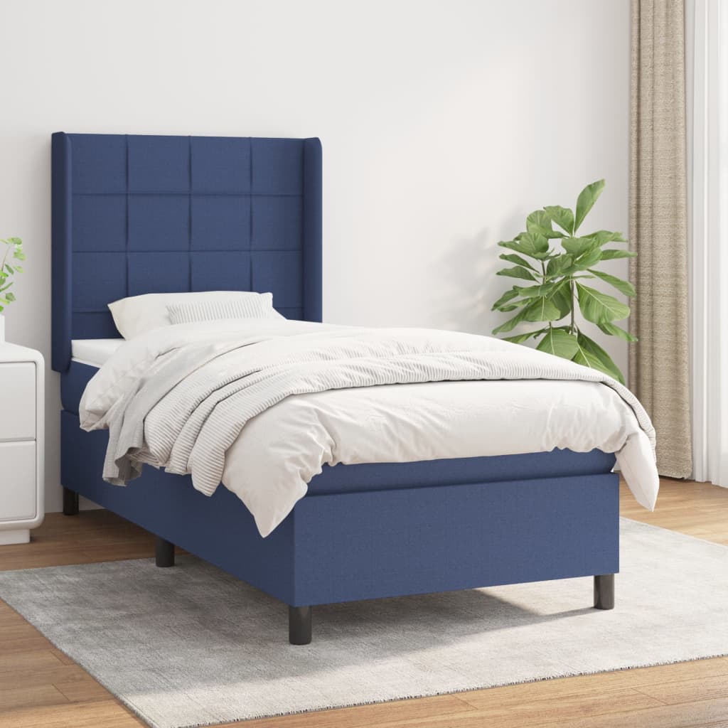 Sommier à lattes de lit avec matelas Bleu 90x200 cm Tissu - XIOS