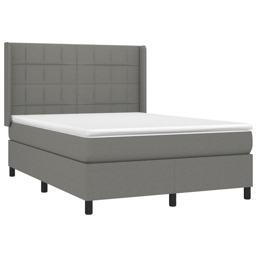 Sommier à lattes de lit avec matelas Gris foncé 140x190cm Tissu - XIOS