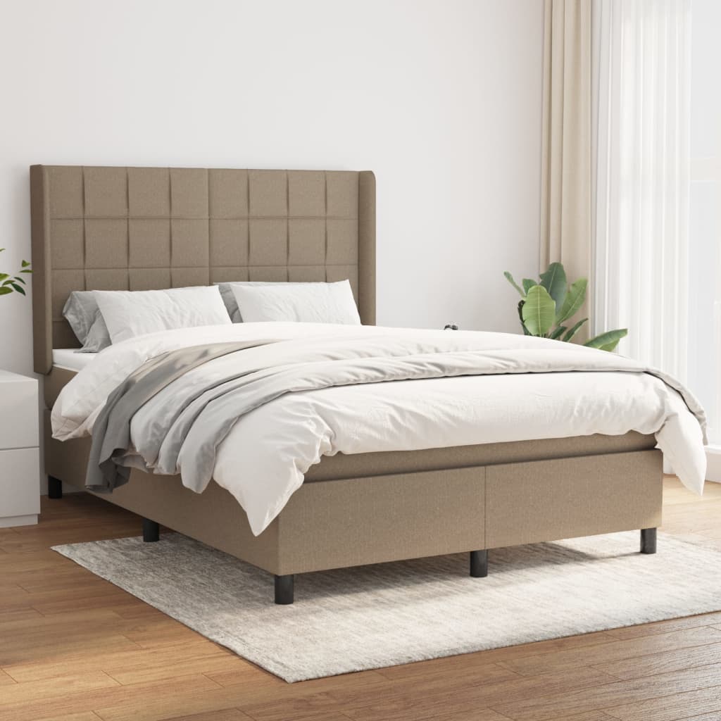 Sommier à lattes de lit avec matelas Taupe 140x190 cm Tissu - XIOS