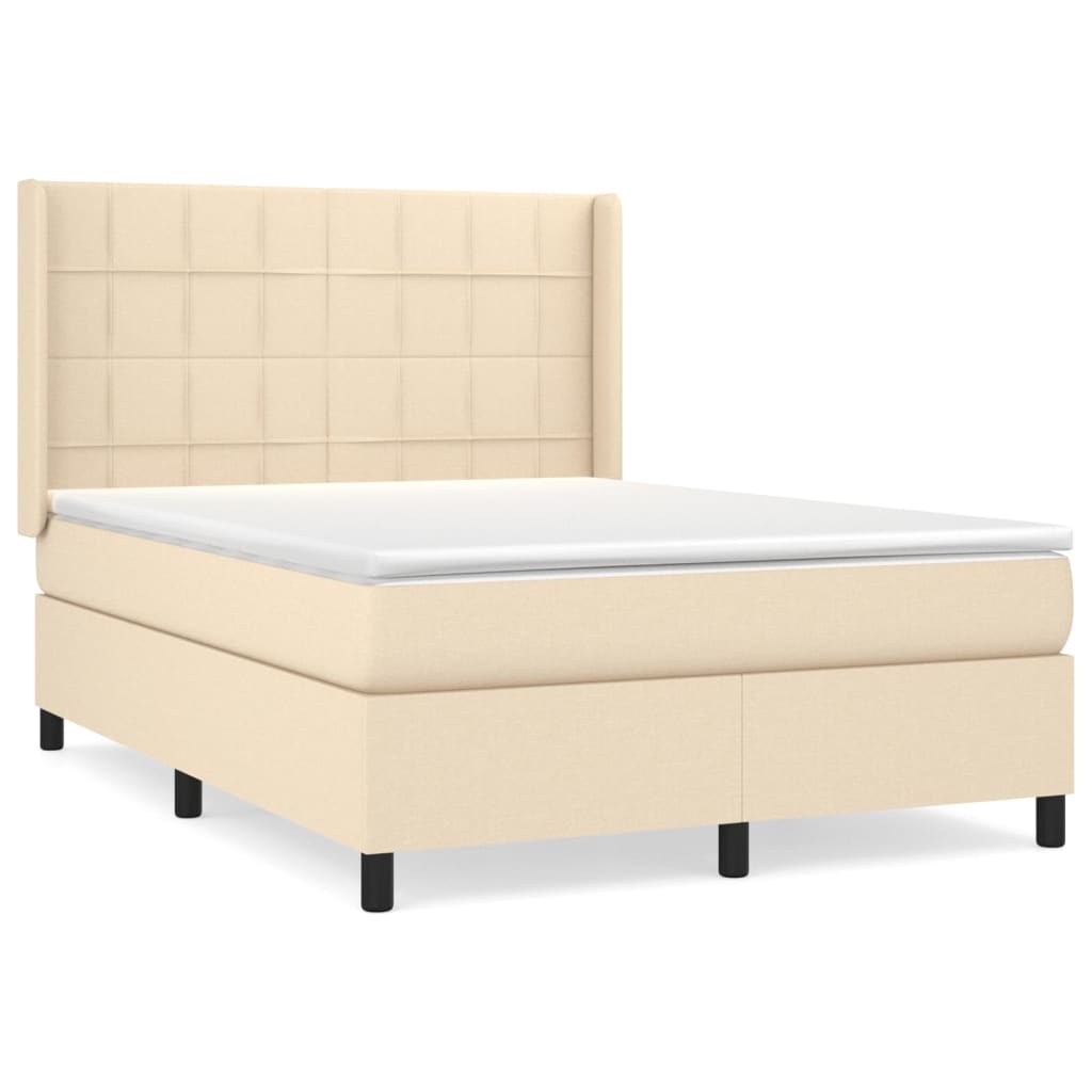 Sommier à lattes de lit avec matelas Crème 140x190 cm Tissu - XIOS